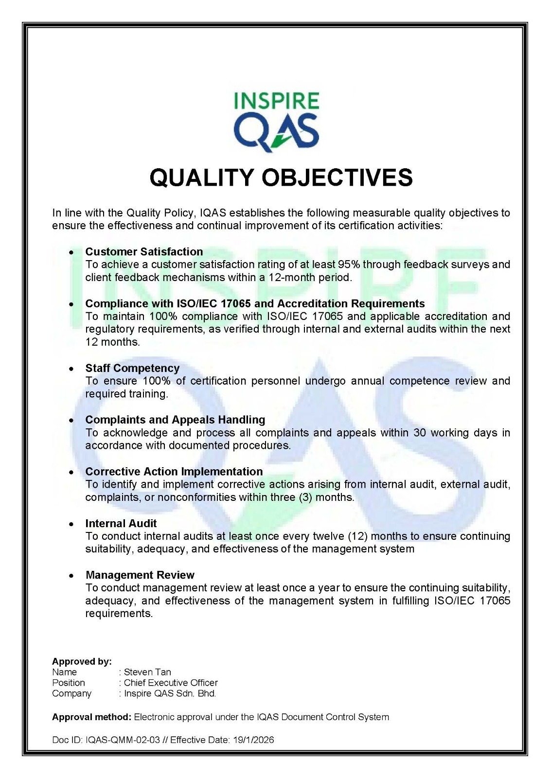 IQAS Objective Policy