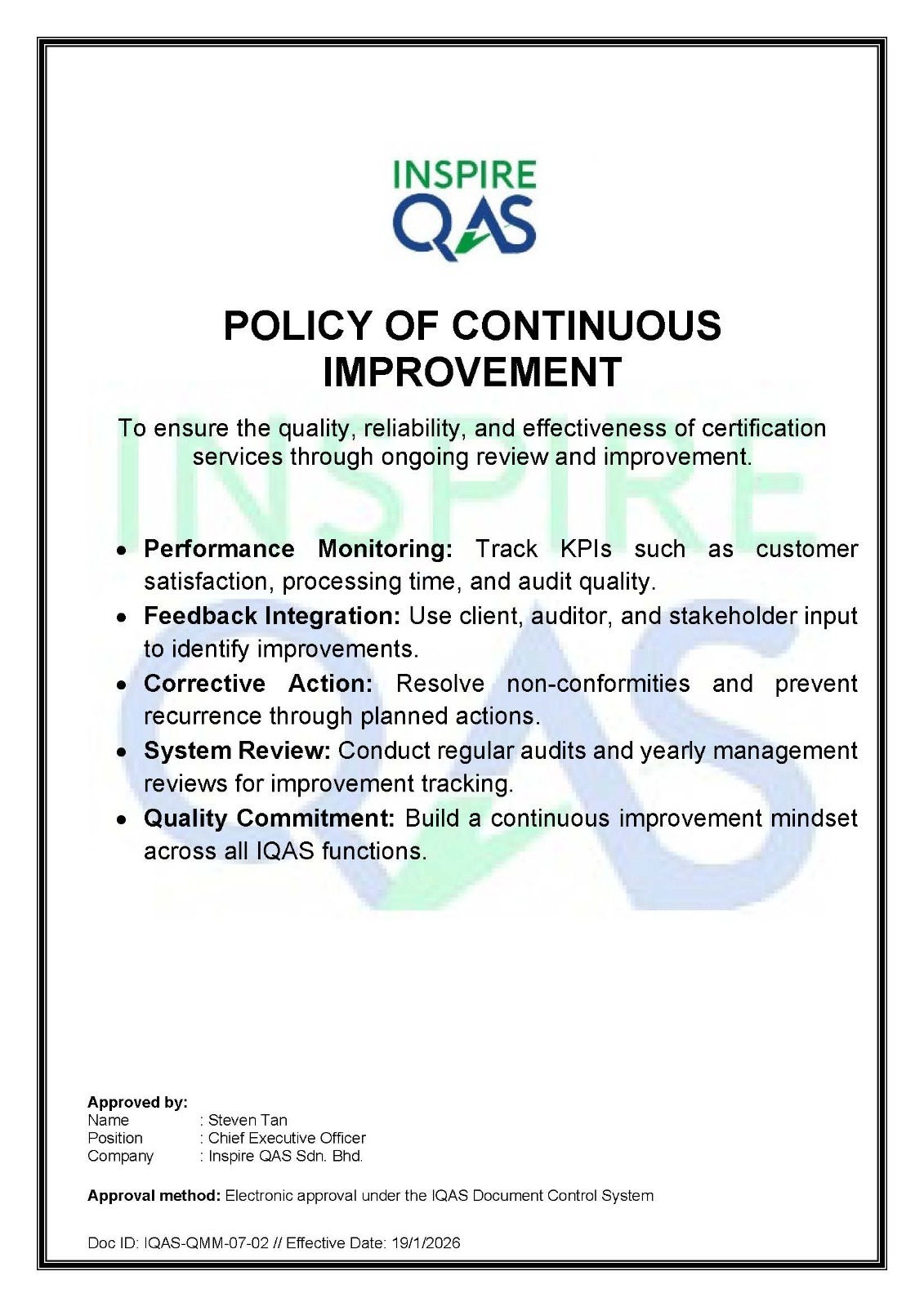 IQAS Non-Discriminatory Policy