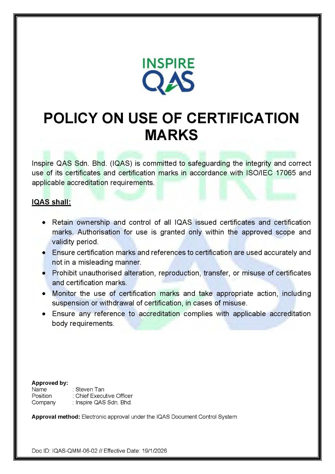 IQAS Non-Discriminatory Policy